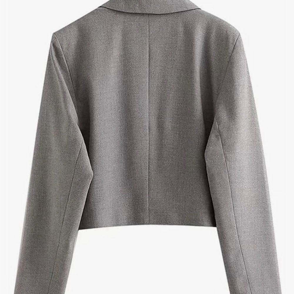 Pull&Bear Cropped Gray Double-Button Blazer - image 8